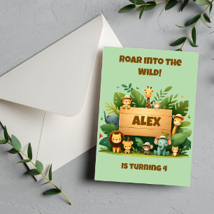 Jungle Safari Birthday Invitation Wild Animals