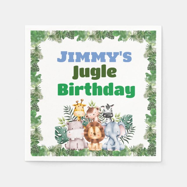 Jungle Safari Birthday Napkins (Front)