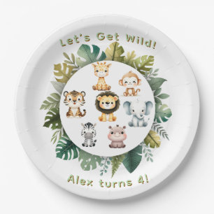 Jungle Safari Birthday Paper Plates Editable