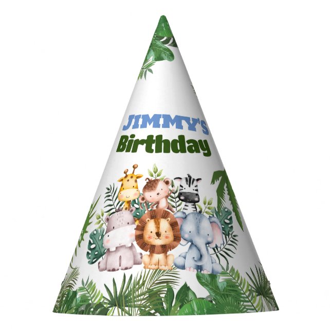 Jungle Safari Birthday Party Hat (Front)