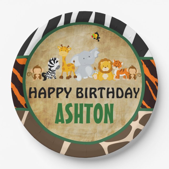 Jungle Safari Birthday Party Paper Plate (Front)