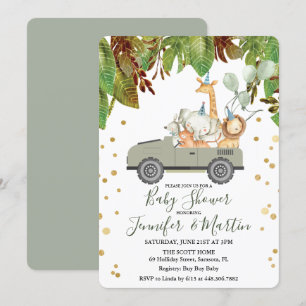 Jungle Safari Boy Baby Shower Invitation