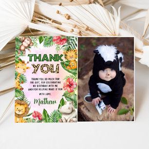 Jungle Safari Boy Birthday Party Photo Thank You Card