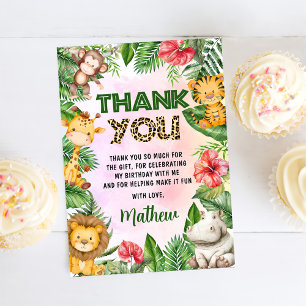 Jungle Safari Boy Birthday Party  Thank You Card