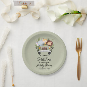 Jungle Safari Car Theme Boy Baby Shower Paper Plate
