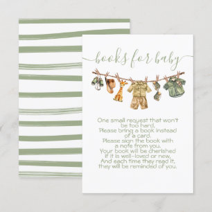 Jungle Safari Clothesline Bring a book Invitation