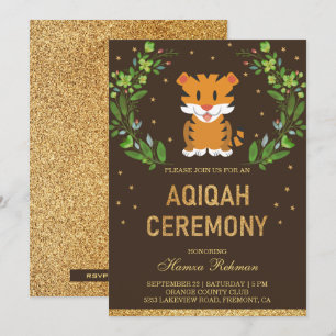 Jungle Safari Cute Baby Tiger Aqiqah Invitation