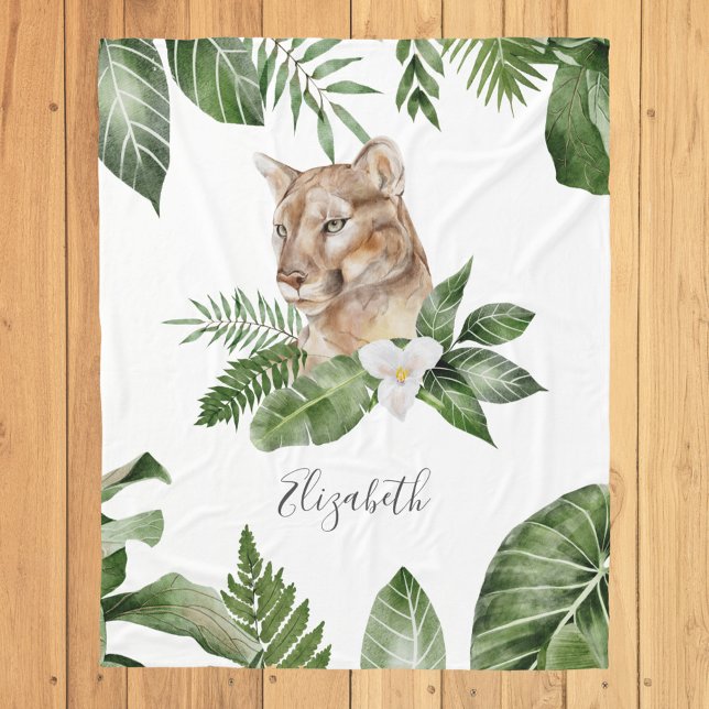 Jungle Safari Cute Lioness Personalised Name Fleece Blanket (Creator Uploaded)