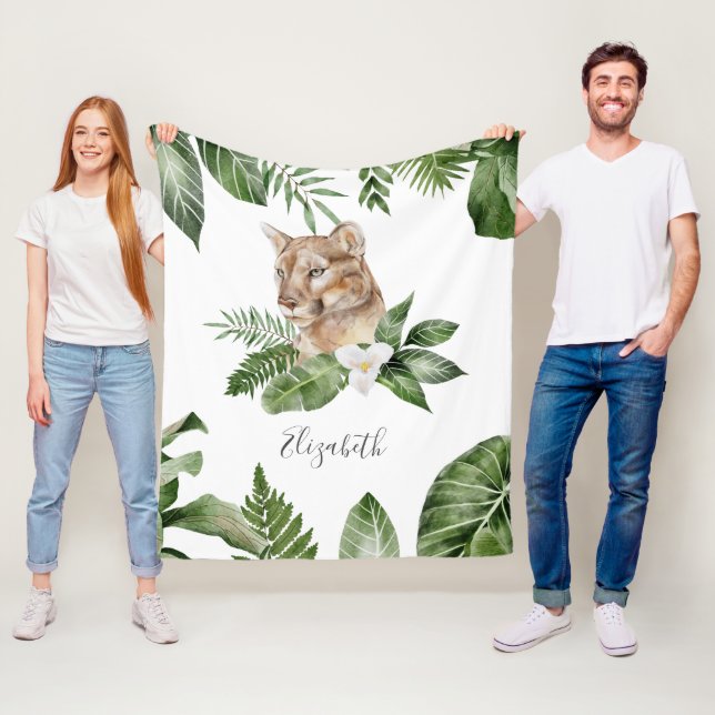 Jungle Safari Cute Lioness Personalised Name Fleece Blanket (In Situ)