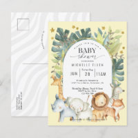 Jungle safari cute modern gender neutral invitatio