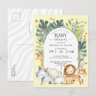 Jungle safari cute modern gender neutral invitatio invitation postcard