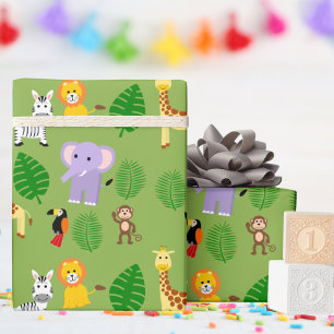 Jungle Safari Cute Wild Animal Kids  Wrapping Paper