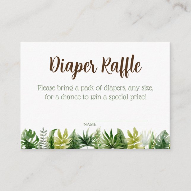 Jungle Safari Diaper Raffle Baby Shower Raffle Enclosure Card (Front)