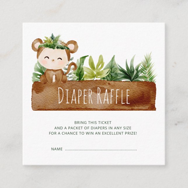 jungle safari diaper raffle ticket enclosure card (Front)