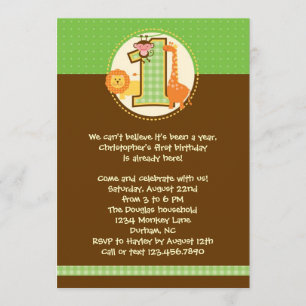 Jungle Safari First Birthday Invitation