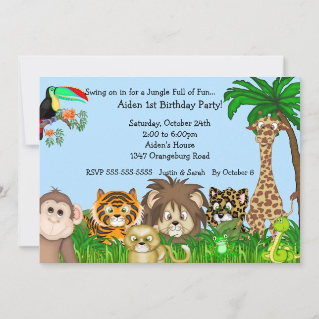 Jungle Safari Fun Birthay Party Invitation (Front)