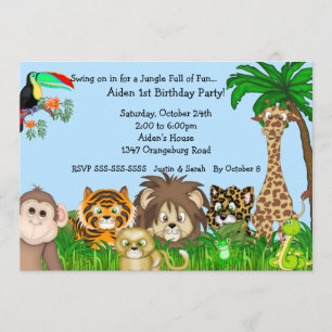 Jungle Safari Fun Birthay Party Invitation