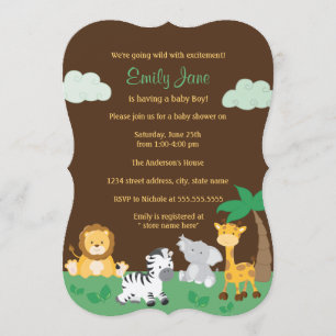 Jungle Safari Gender Neutral Baby Shower Invitation