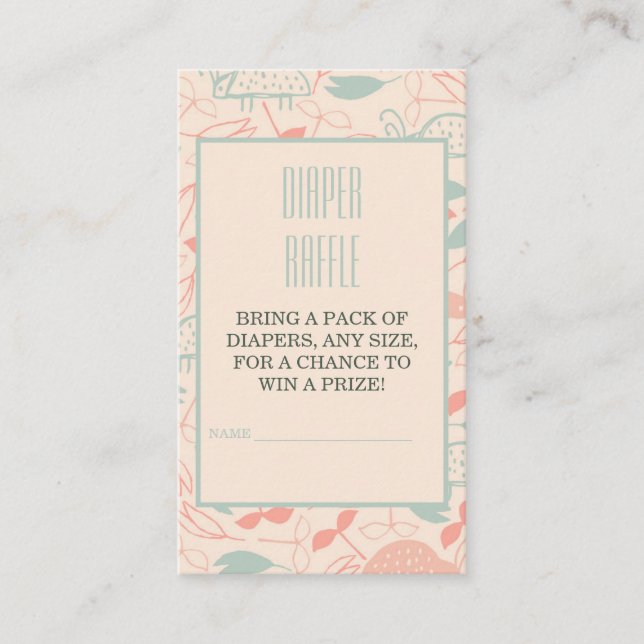 Jungle Safari Giraffe Baby Shower Diaper Raffle Enclosure Card (Front)