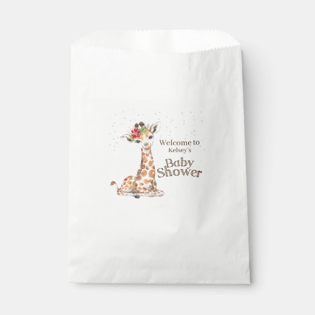Jungle Safari Giraffe Baby Shower Favour Bags (Front)