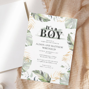 Jungle Safari Giraffe Botanical Couple Baby Shower Invitation