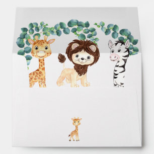 Jungle Safari Giraffe, Lion Zebra Envelope
