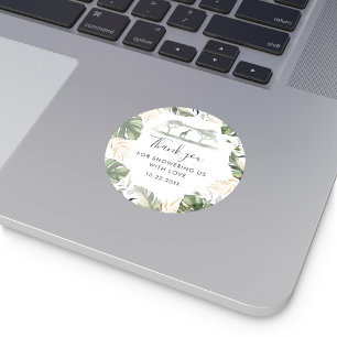 Jungle Safari Giraffe Palm Baby Shower Favour Classic Round Sticker