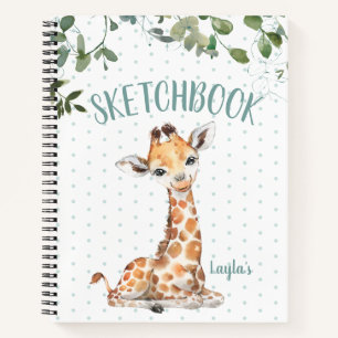 Jungle Safari Giraffe Personalised Sketchbook Notebook