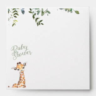 Jungle Safari Giraffe Sage Green Baby Shower Envelope