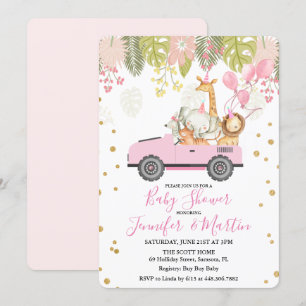 Jungle Safari Girl Baby Shower Invitation