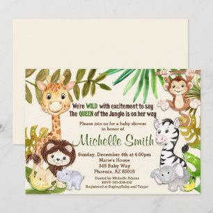 Jungle Safari Girl Queen of Jungle Baby Shower Invitation