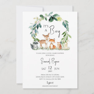Jungle Safari Green Boy Baby Shower Invitation