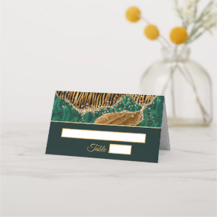 Jungle Safari Green Glitter Wedding Place Card