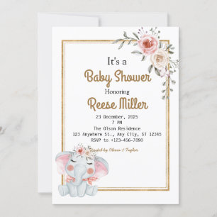 Jungle Safari Greenery Baby Shower Party Invitation