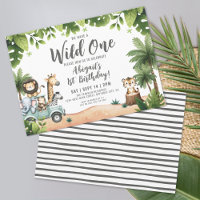 Jungle Safari Horizontal Wild One 1st Birthday