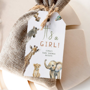 Jungle Safari It's a Girl Baby Shower Thank You Gift Tags