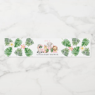 Jungle Safari It's a Girl Baby Shower Water Bottle Label