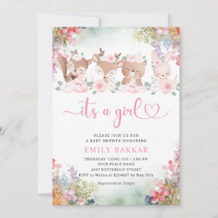 Jungle Safari It's A Girl Boho pink Baby Shower Invitation
