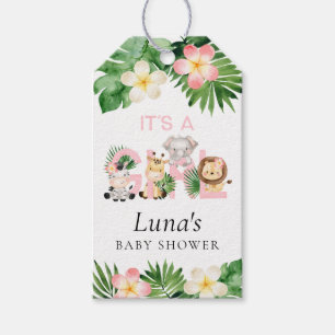 Jungle Safari It's a Girl Favour Tags