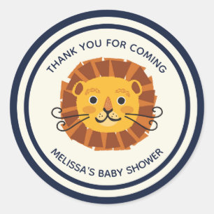 Jungle Safari Lion Boy Baby Shower Thank You Classic Round Sticker