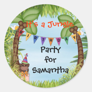 Jungle Safari Monkey Birthday Sticker