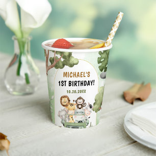 Jungle Safari Party Animals 1st Birthday Paper Cups