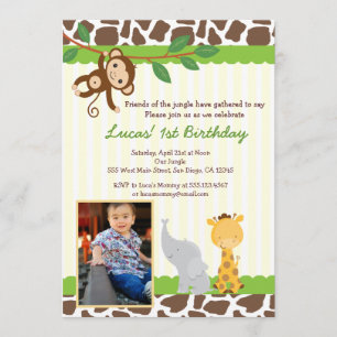 Jungle Safari Photo Birthday Invitation