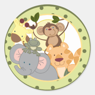 Jungle Safari Round Favour Stickers