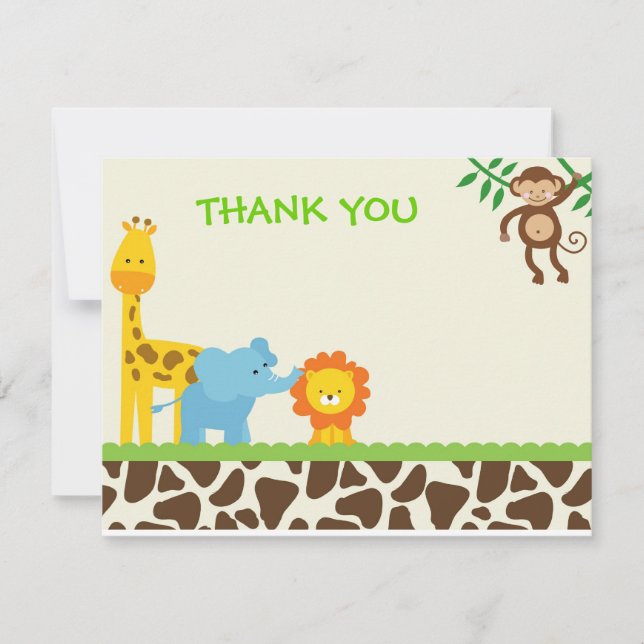 Jungle Safari Thank You Notes cards (Front)