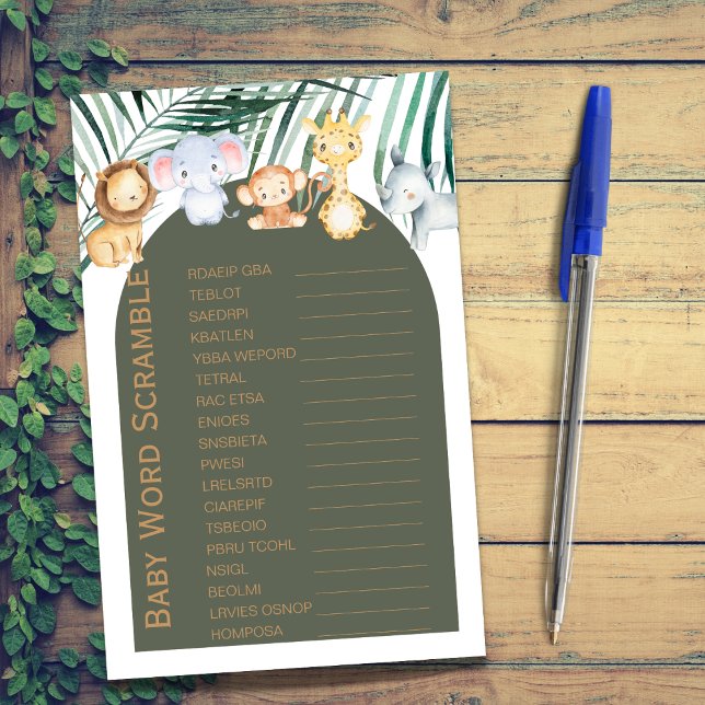 Jungle Safari Theme Baby Word Scramble Game (Creator Uploaded)