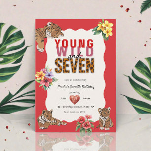Jungle Safari Tiger Cub Seventh Birthday  Invitation
