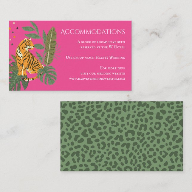 Jungle Safari Tiger Wedding Accommodations Enclosu Enclosure Card (Front/Back)