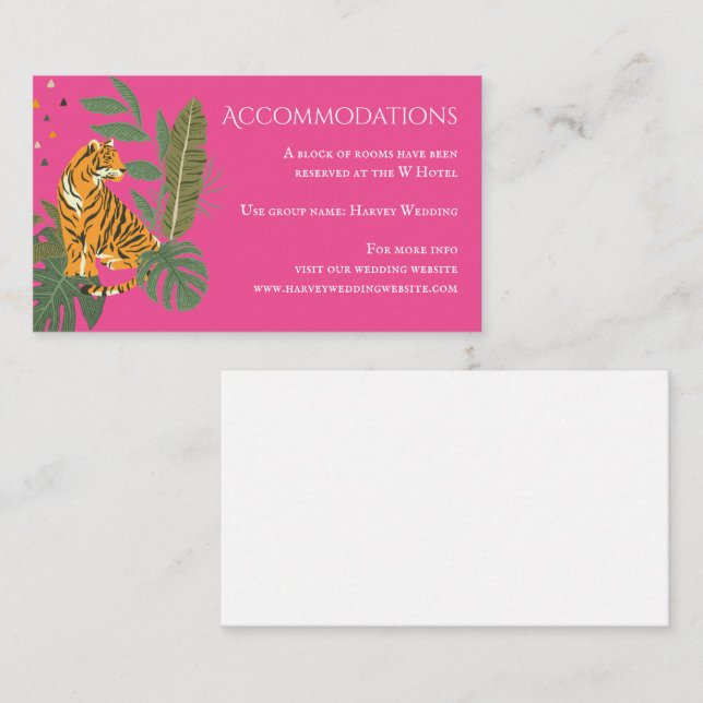 Jungle Safari Tiger Wedding Accommodations Enclosu Enclosure Card (Front/Back)