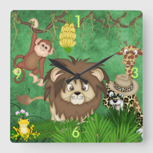 Jungle Safari Wall Clock Kids Room